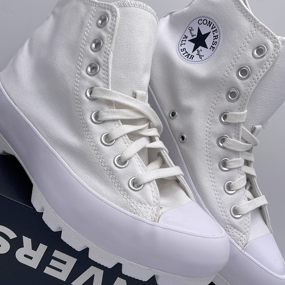 Converse WMNS CTAS LUGGED HI WHITE/BLACK/WHITE 565902C Platforms Sneakers - Picture 6 of 16